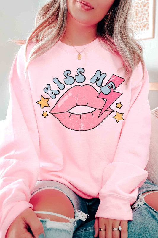 Kiss Me Lightening Lips Graphic Pullover