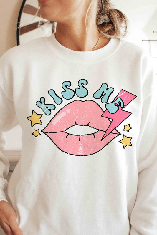 Kiss Me Lightening Lips Graphic Pullover