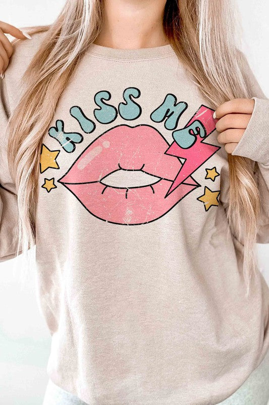 Kiss Me Lightening Lips Graphic Pullover