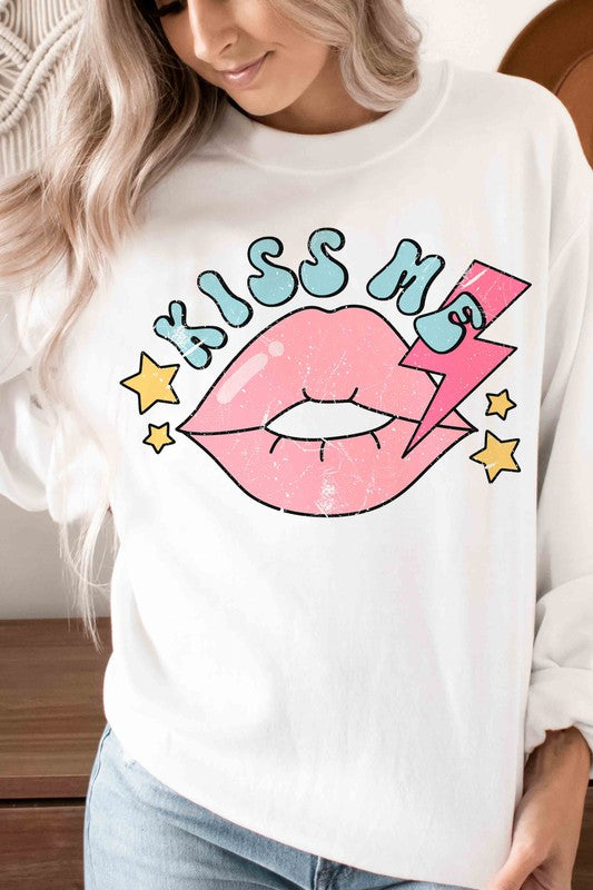 Kiss Me Lightening Lips Graphic Pullover