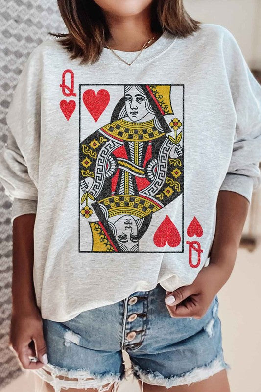 Queen of Hearts Graphic Sweatshirt Plus