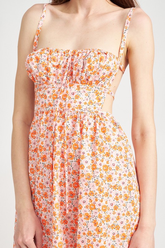 Rylie Spaghetti Strap Floral Midi Dress