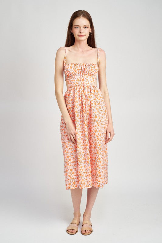 Rylie Spaghetti Strap Floral Midi Dress