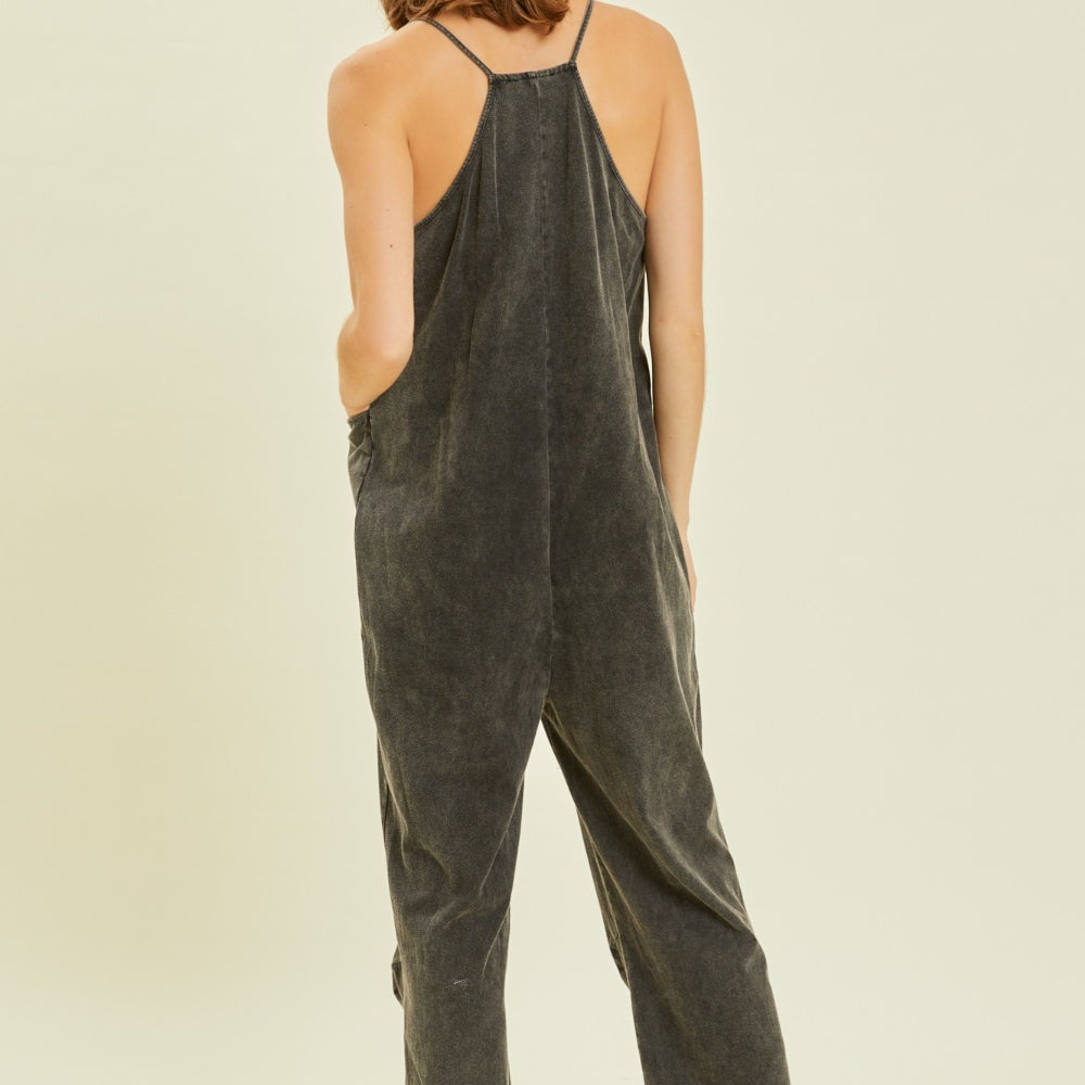 
                      
                        Mineral-Washed Oversized Jumpsuit with Pockets
                      
                    