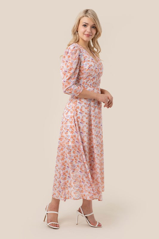 Vanessa Floral V Neck Maxi Dress