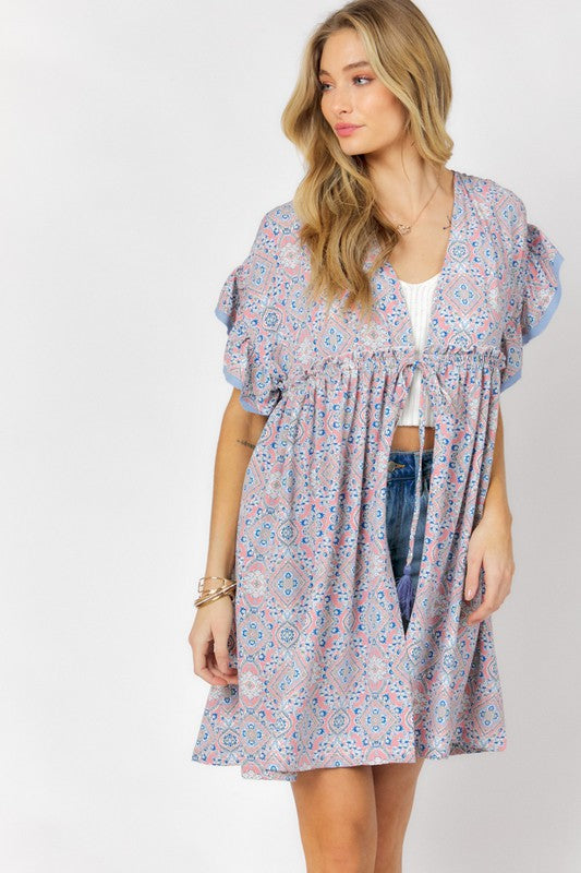 Rachel Ruffle Sleeve Kimono