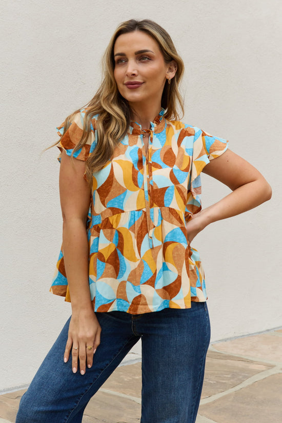 Poppie Printed Ruffle Baby Doll Top