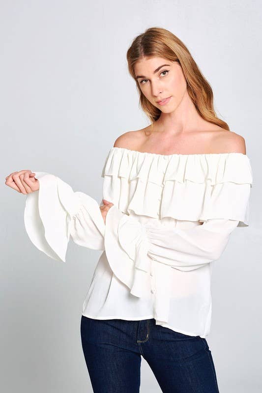 Ivory Flounce OTS Blouse