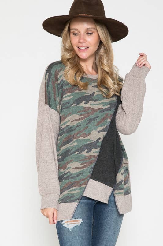 Camo Colorblock Pullover