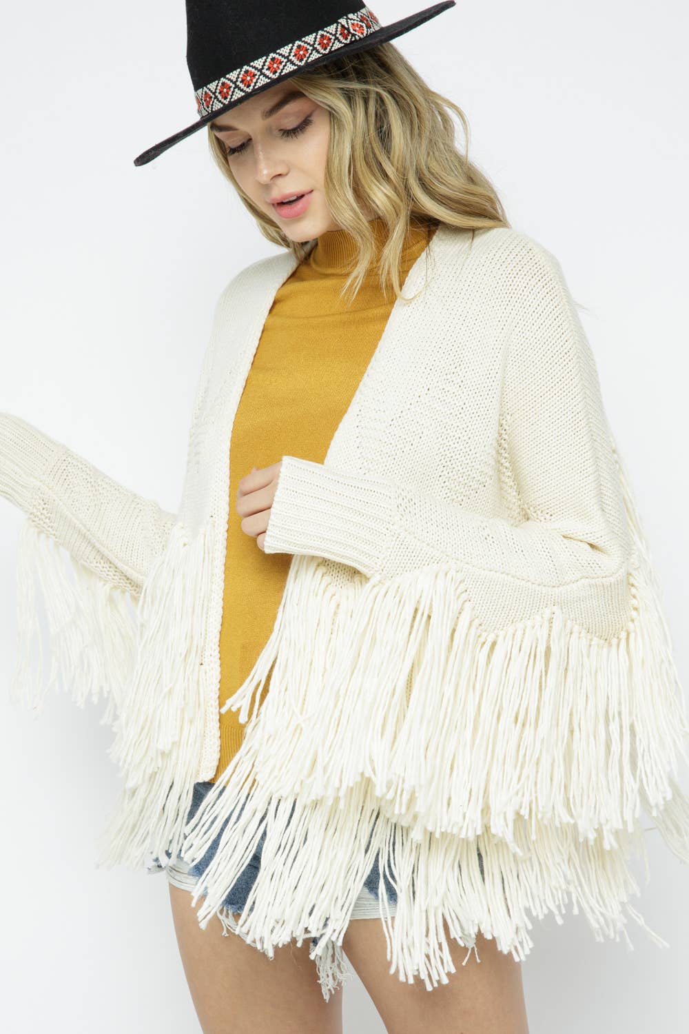Load image into Gallery viewer, Off White Fringe Cardigan
