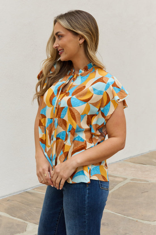 Poppie Printed Ruffle Baby Doll Top