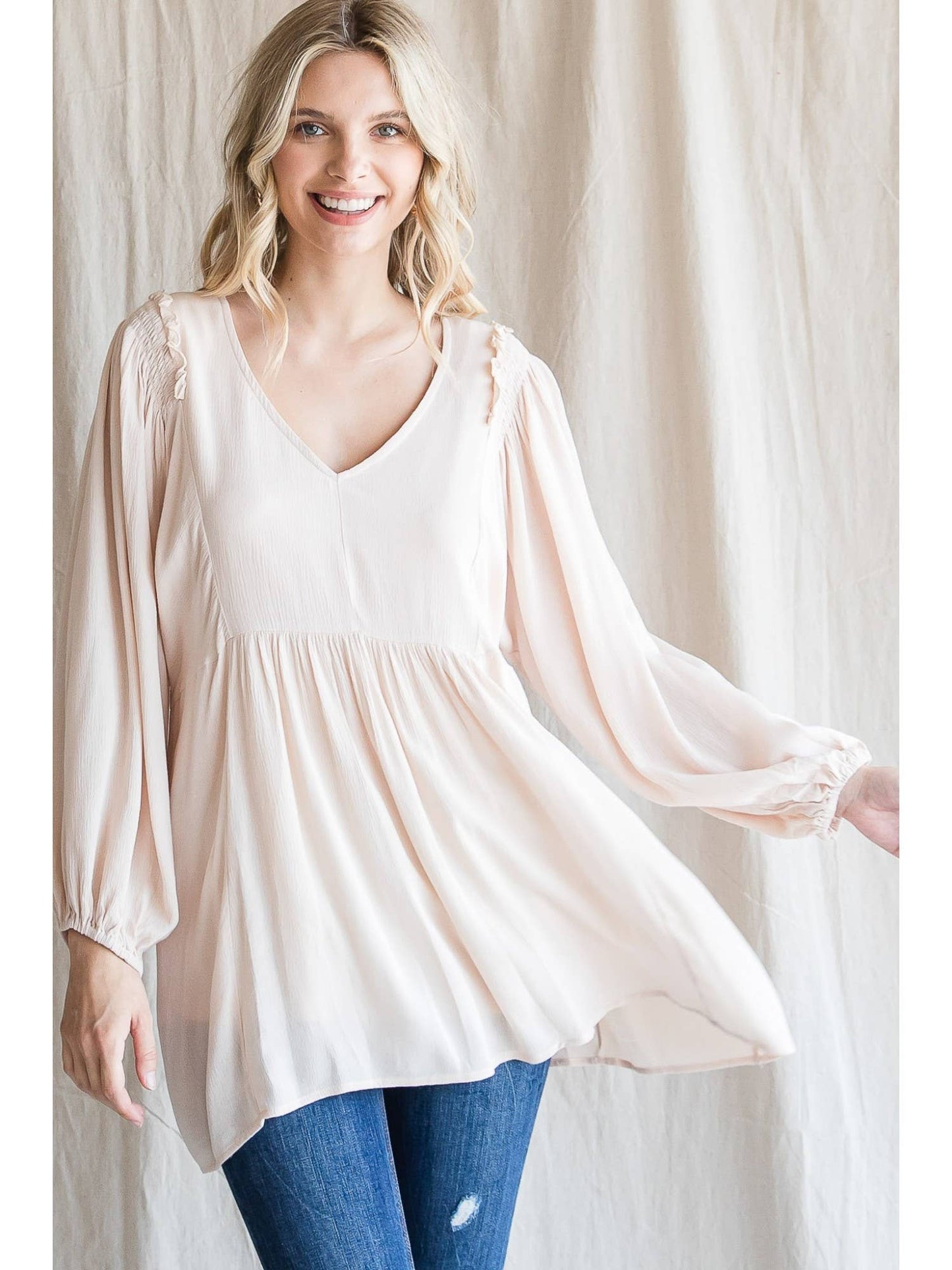 Cream Babydoll Blouse