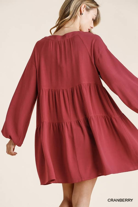 Cranberry Tiered Babydoll Dress
