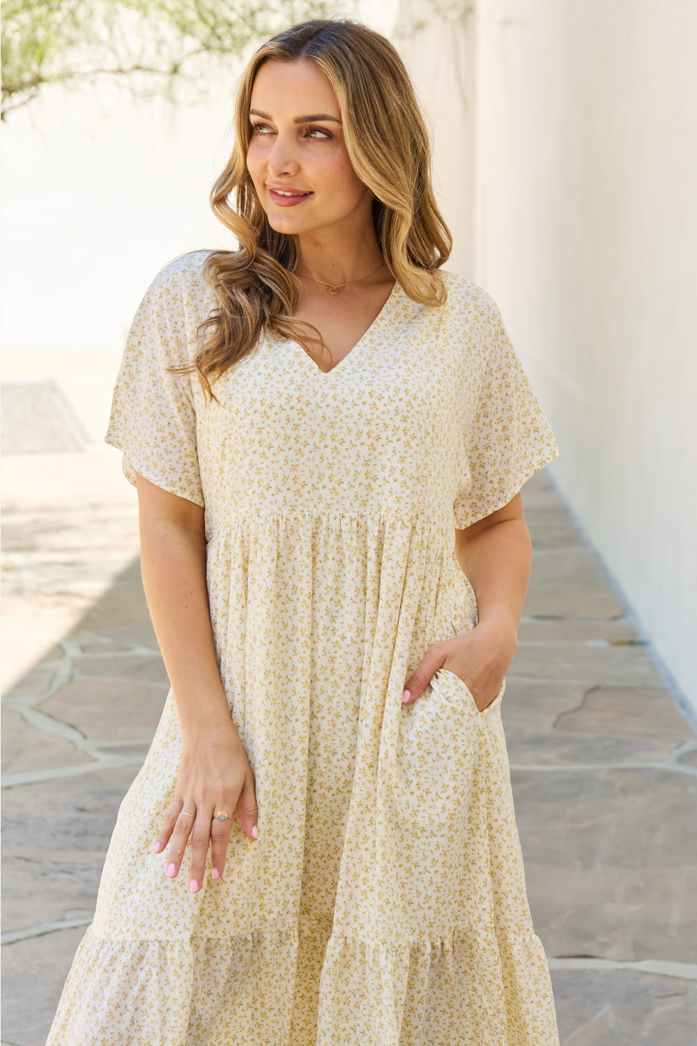 Kiara Kimono Sleeve Midi Dress in Cream