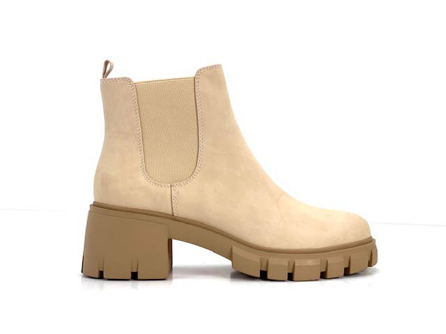 Beige Faux Suede Lug Boot