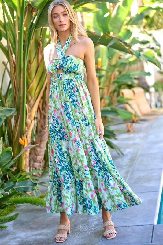 Vanessa Smocked Halter Maxi Dress