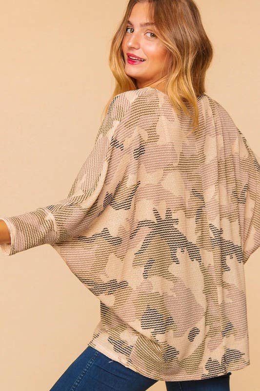 Camo Dolman Sleeve Top