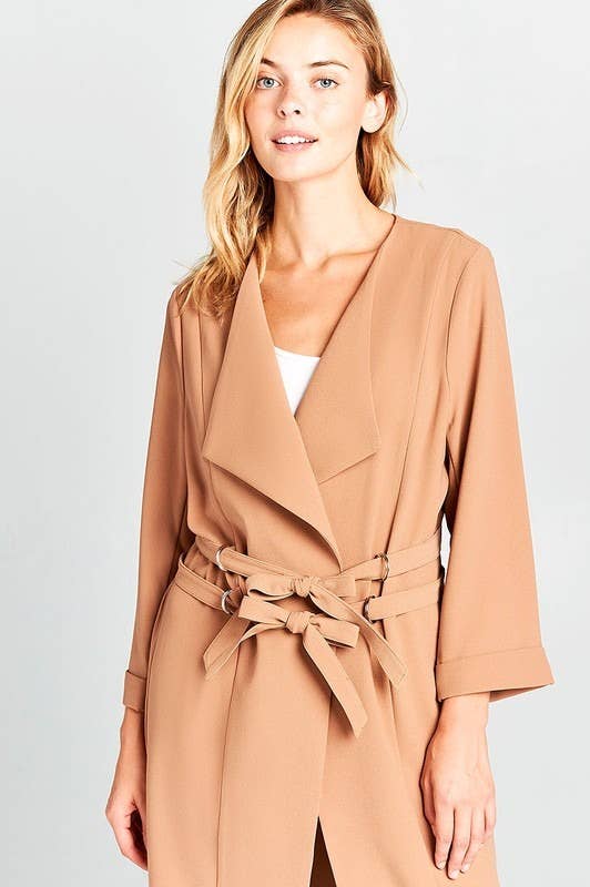 Camel Double D-Ring Duster Coat