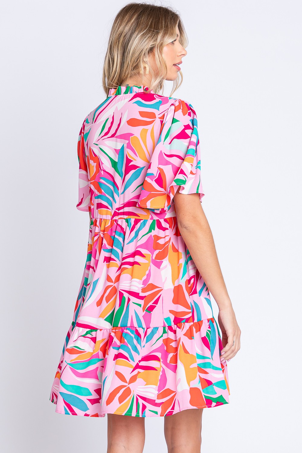 Lonnie Short Sleeve Ruffle Hem Dress