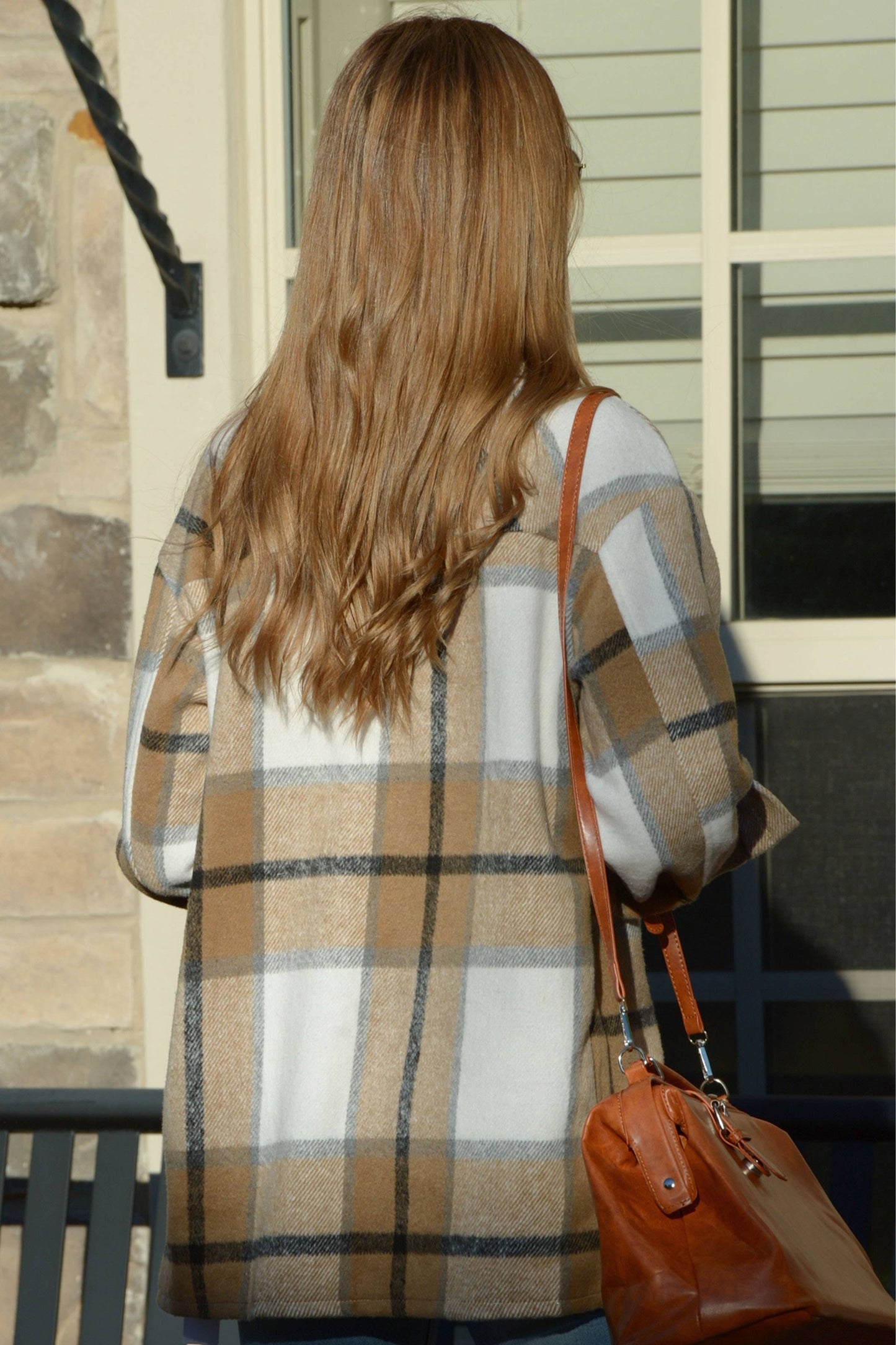 Brown Plaid Woven Shacket