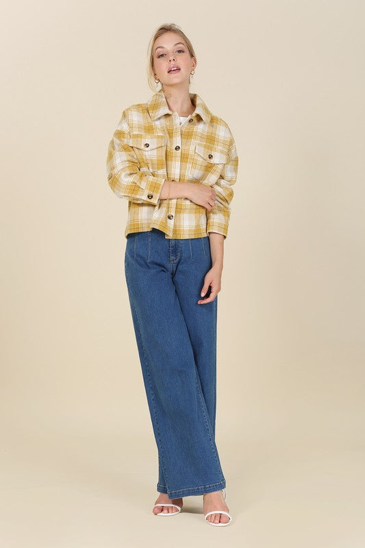 Mona Cropped Plaid Shacket