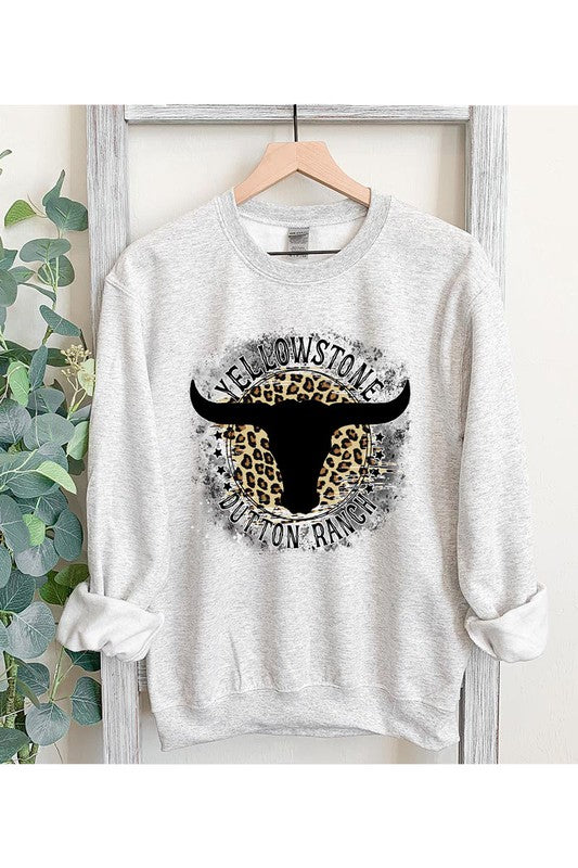 Yellowstone Leopard Black Skull Graphic Pullover