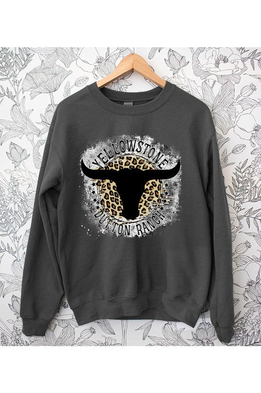 Yellowstone Leopard Black Skull Graphic Pullover