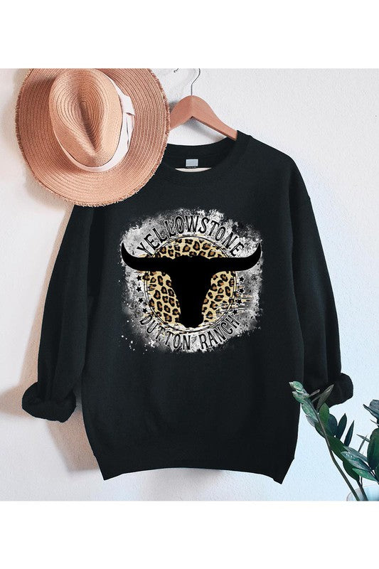 Yellowstone Leopard Black Skull Graphic Pullover