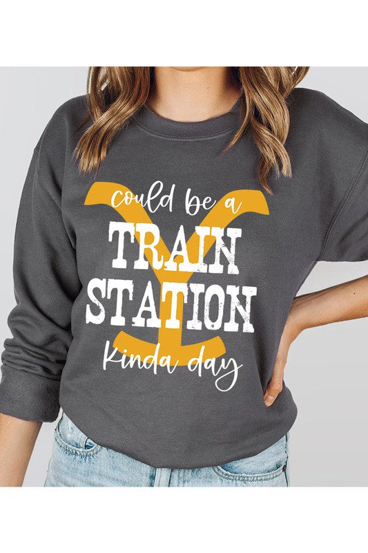 Yellowstone Train Station Graphic Pullover