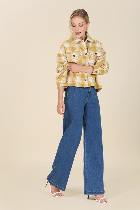 Mona Cropped Plaid Shacket