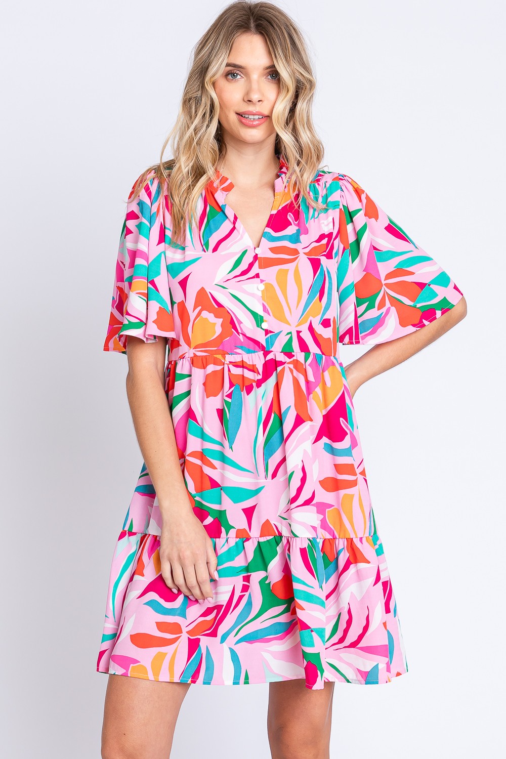 Lonnie Short Sleeve Ruffle Hem Dress