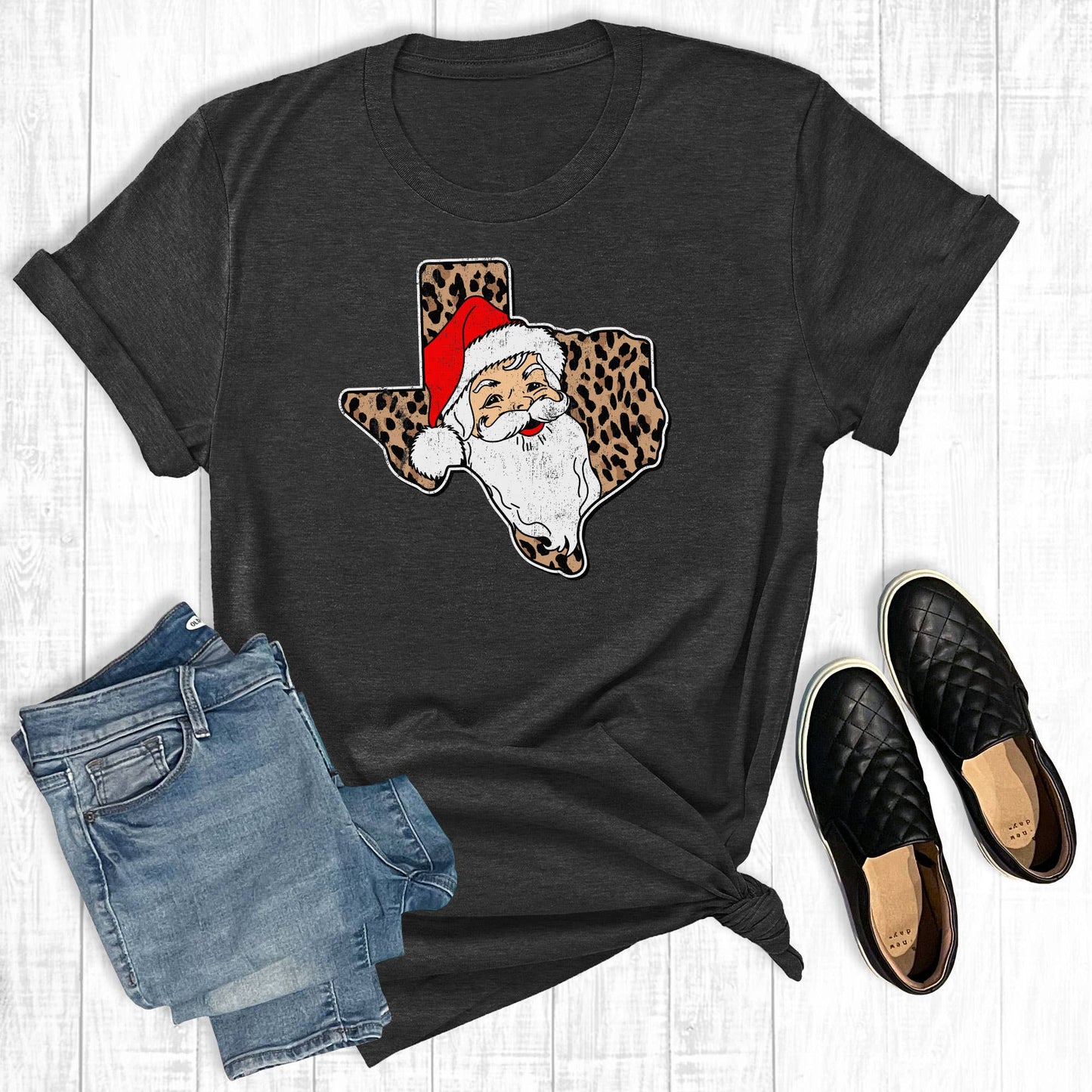 Load image into Gallery viewer, Texas Leopard Santa Tee
