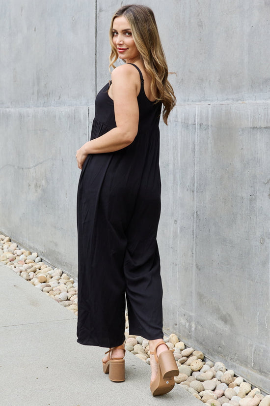 Load image into Gallery viewer, Millie Wide Leg Button Down Jumpsuit in Black

