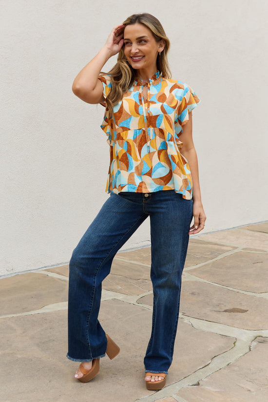 Poppie Printed Ruffle Baby Doll Top