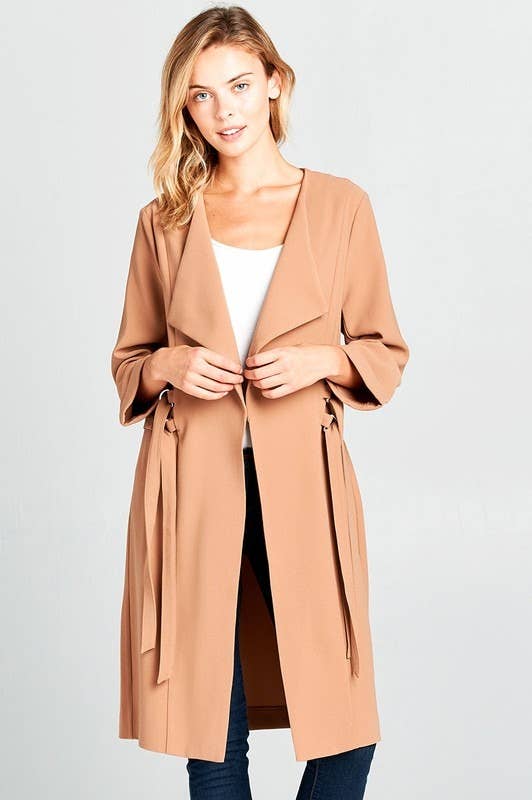 Load image into Gallery viewer, Camel Double D-Ring Duster Coat

