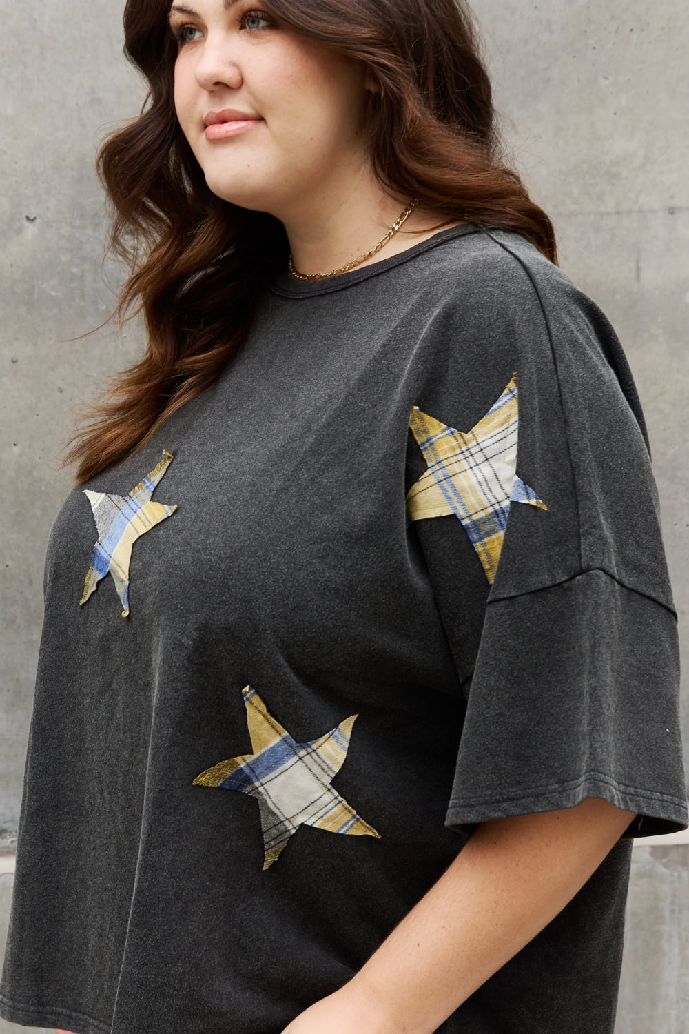 Penelope Printed Star Patch Detail Top
