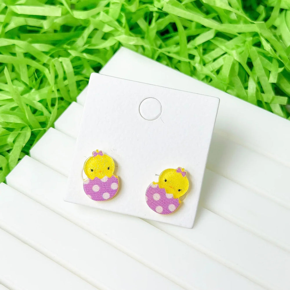 
                      
                        PREORDER: Acrylic Easter Chick Stud Earrings in Two Colors
                      
                    