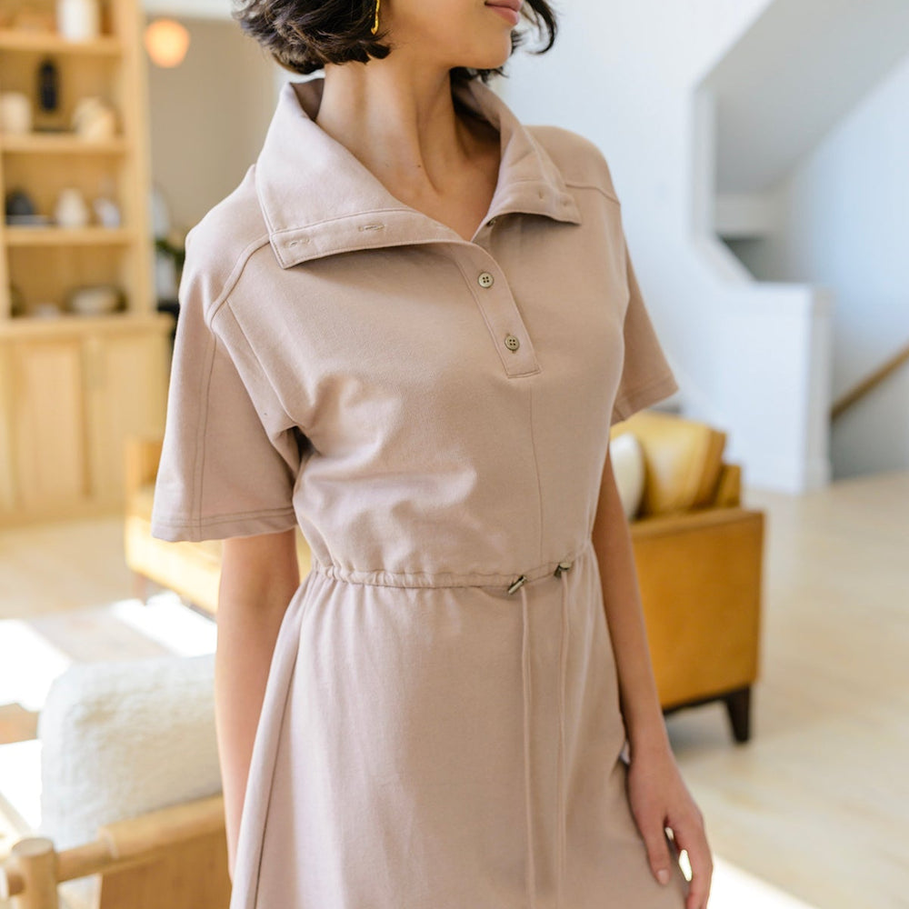 
                      
                        Darla Button Up Collared Dress in Taupe
                      
                    