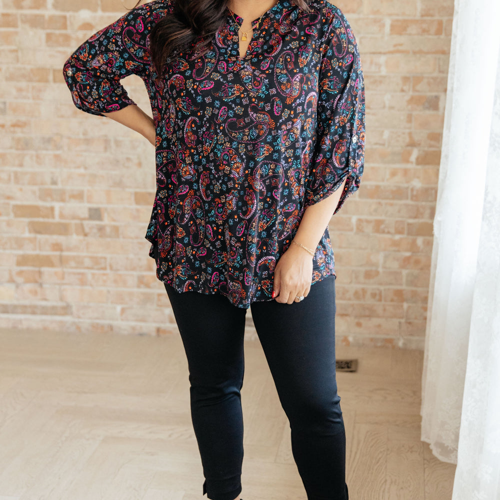 
                      
                        Lizzy Top in Black Paisley
                      
                    