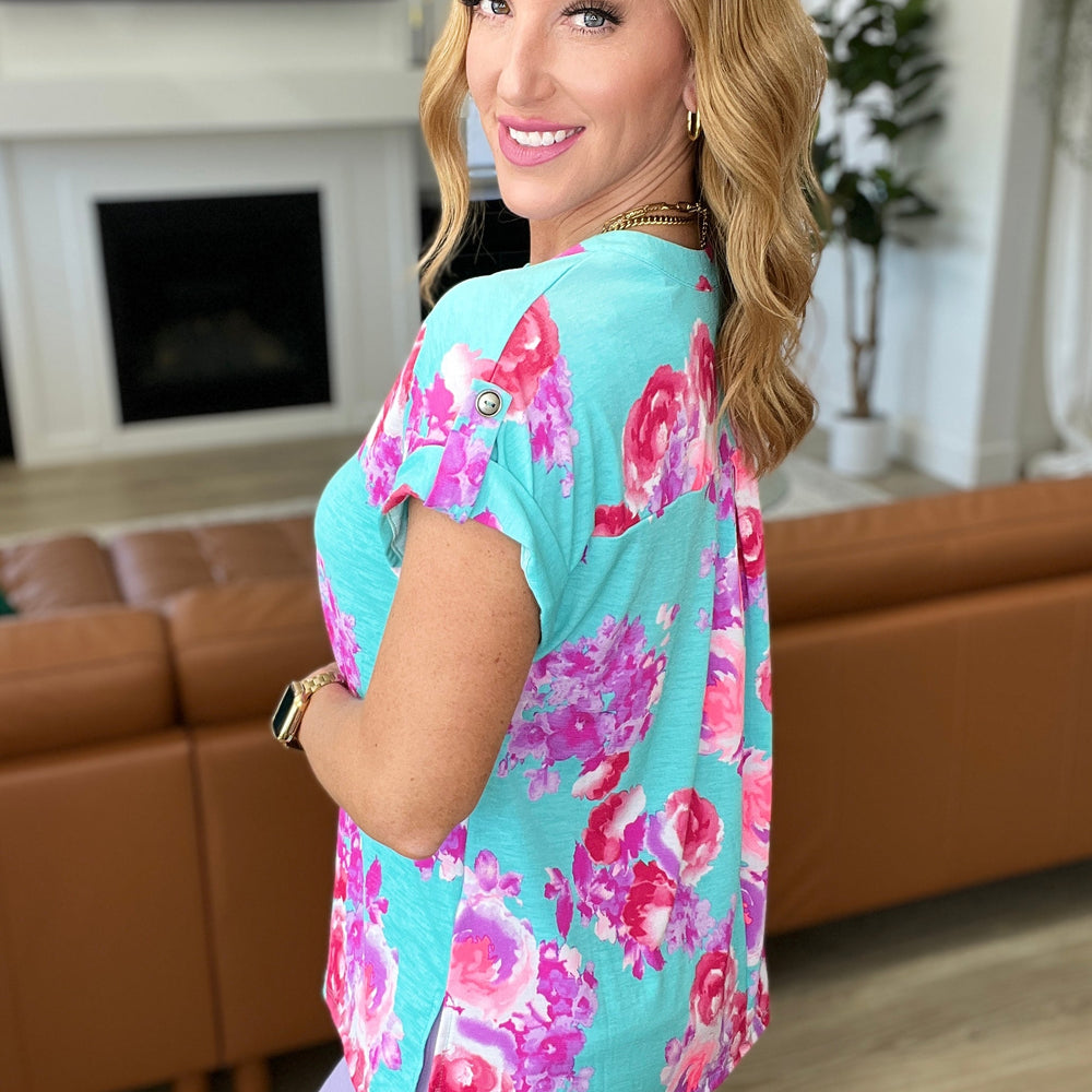 
                      
                        Lizzy Cap Sleeve Top in Hot Pink and Mint Floral
                      
                    