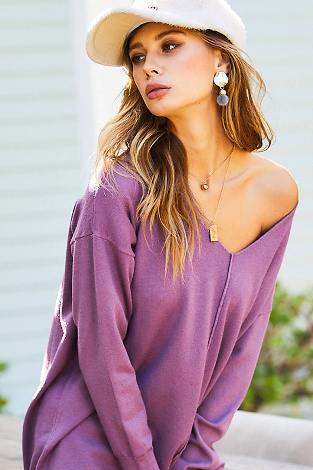 Lavender Hi-Lo Sweater