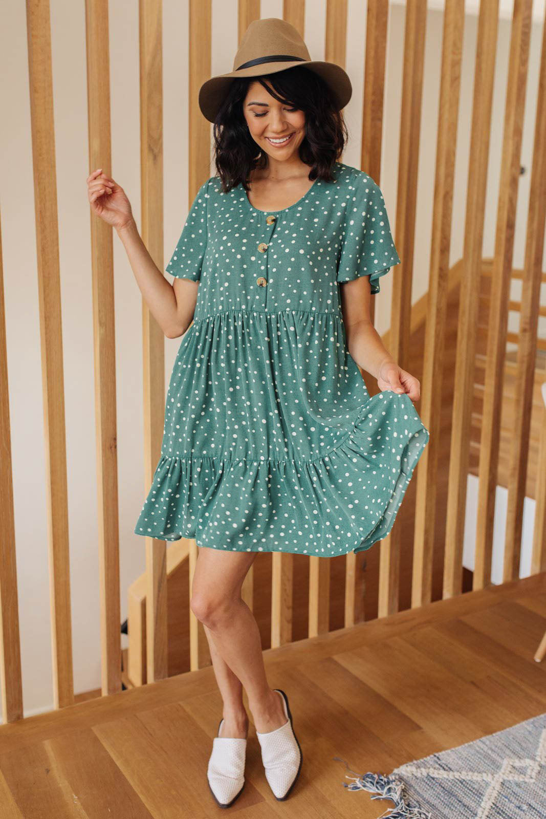 Load image into Gallery viewer, Sweet Dots Dress in Green
