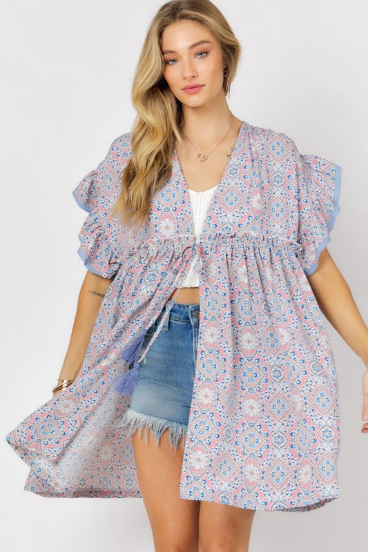 Rachel Ruffle Sleeve Kimono