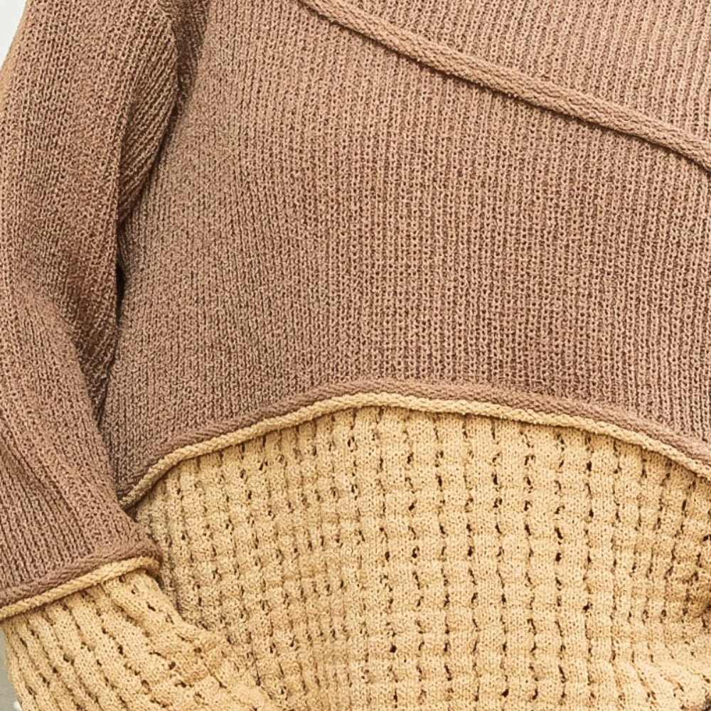 
                      
                        Textured Detail Contrast Drop Shoulder Sweater
                      
                    