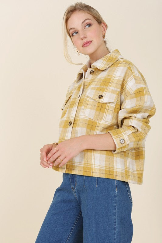 Mona Cropped Plaid Shacket