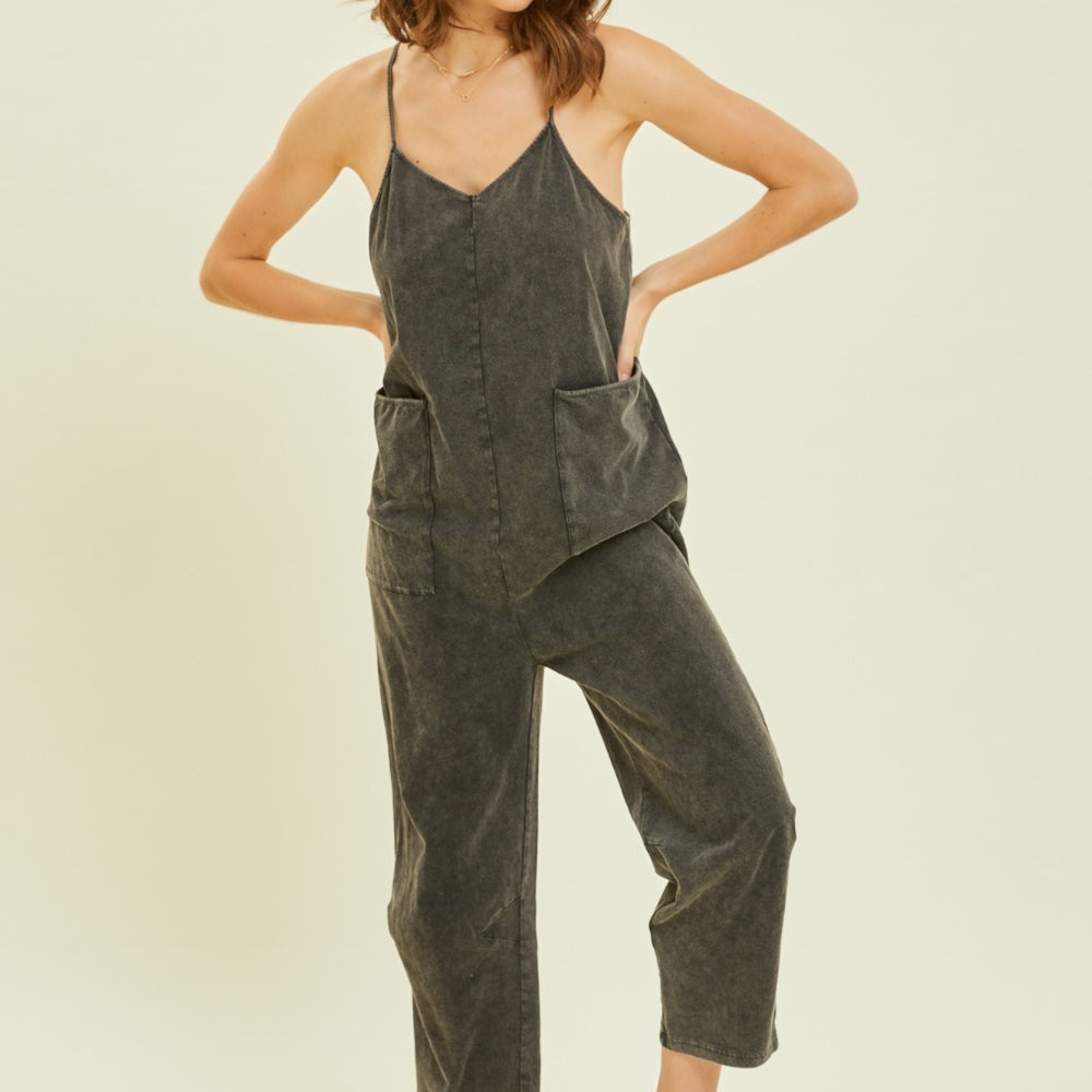 
                      
                        Mineral-Washed Oversized Jumpsuit with Pockets
                      
                    