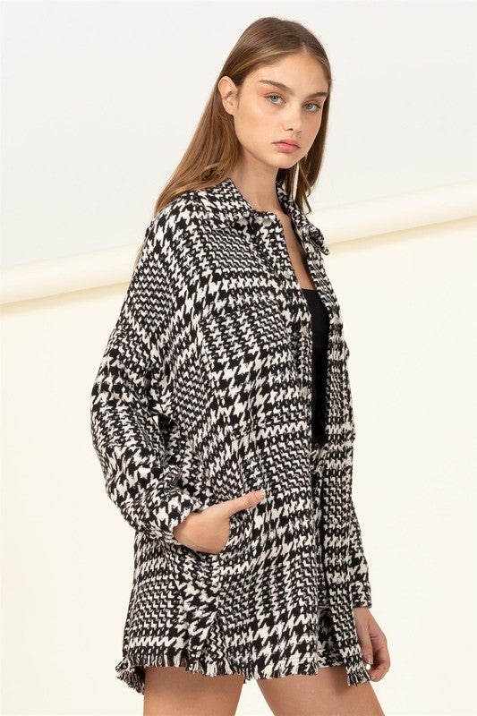 Cool Comeback Houndstooth Shacket