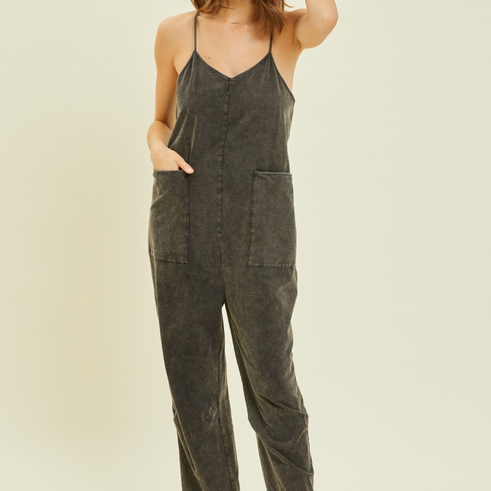 
                      
                        Mineral-Washed Oversized Jumpsuit with Pockets
                      
                    