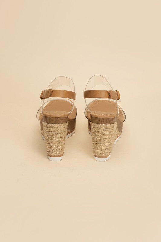 Load image into Gallery viewer, Nadia Clear Espadrille Wedge Sandal

