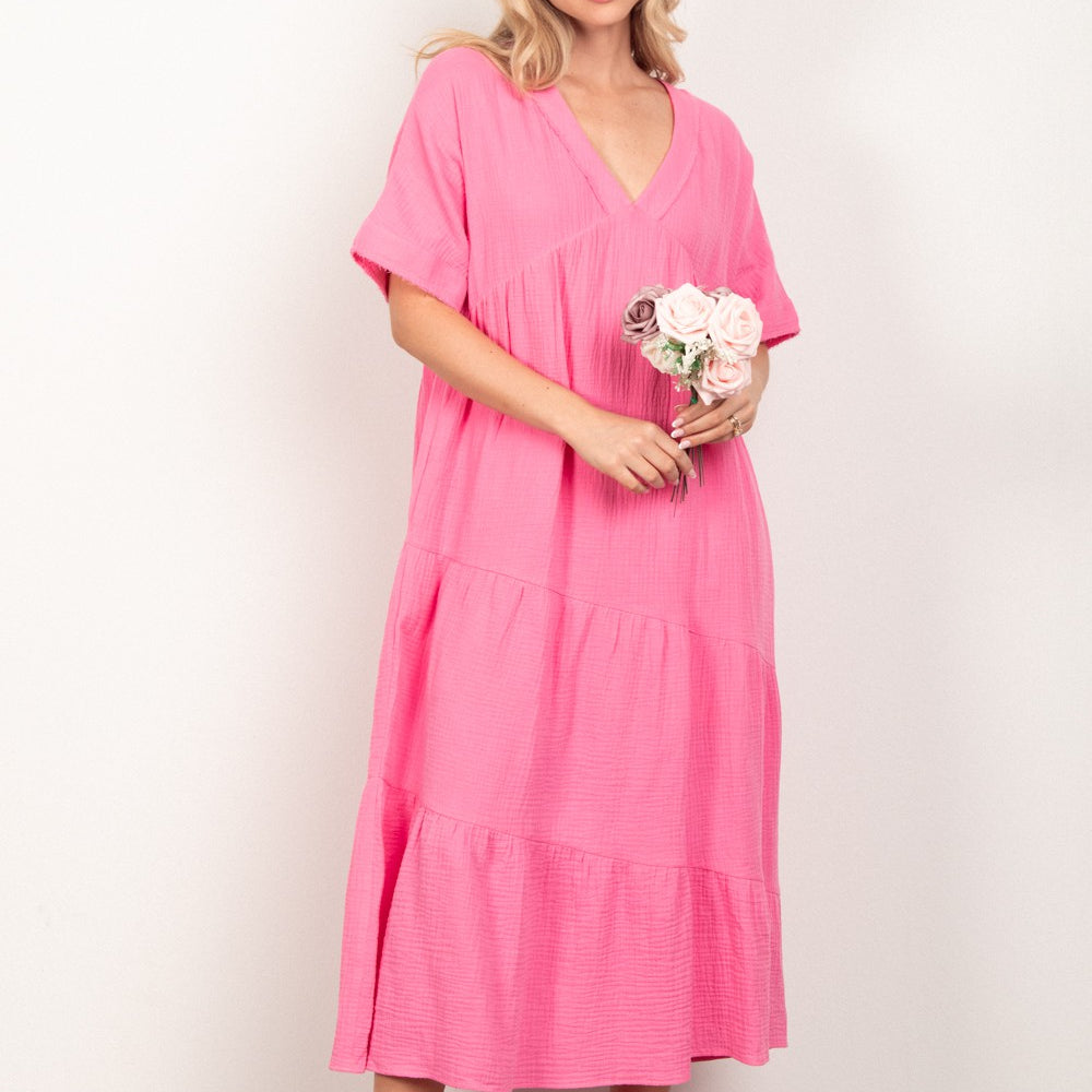 
                      
                        Soft Crinkle Gauze Short Sleeve Midi Dress
                      
                    